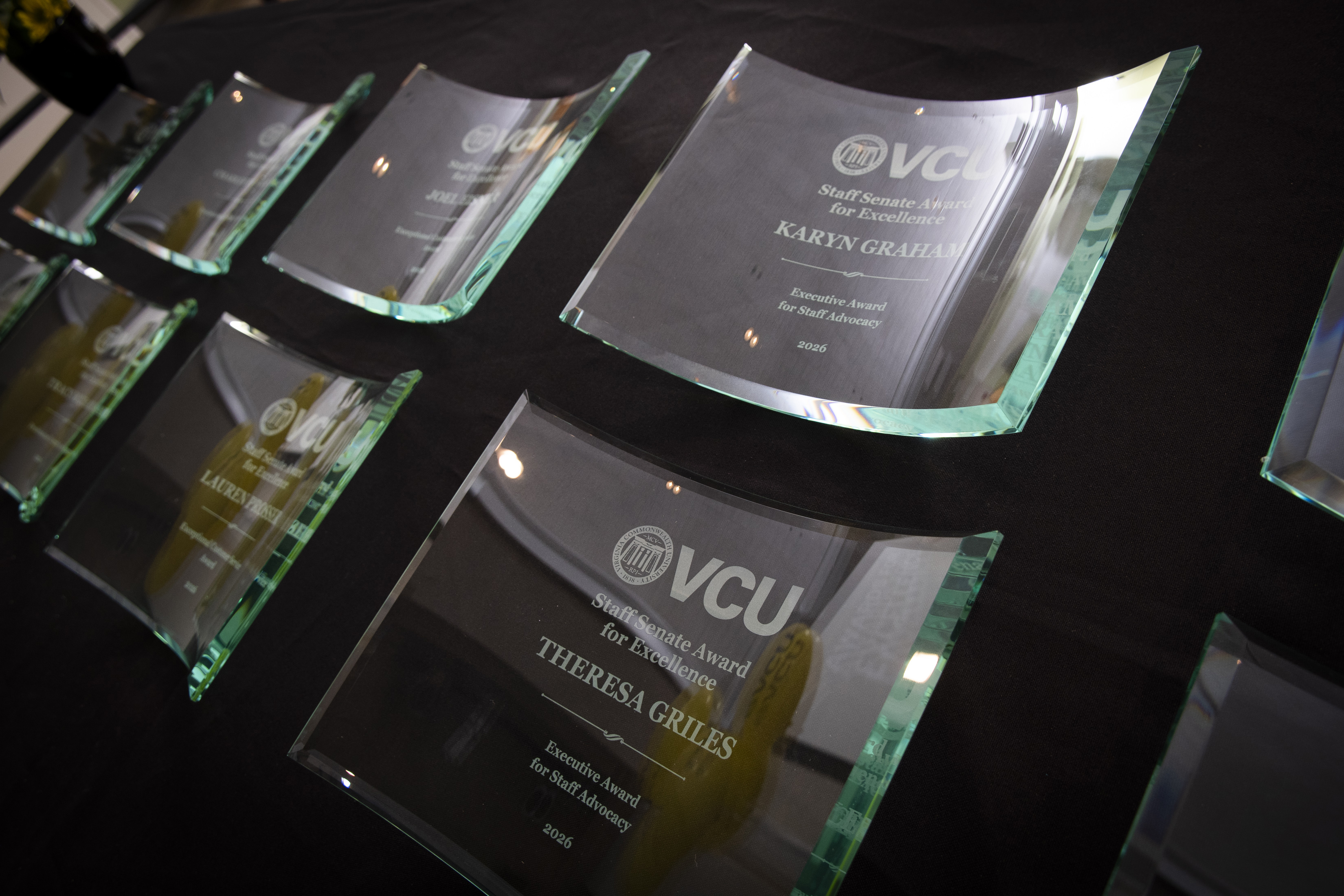 Awards on a table